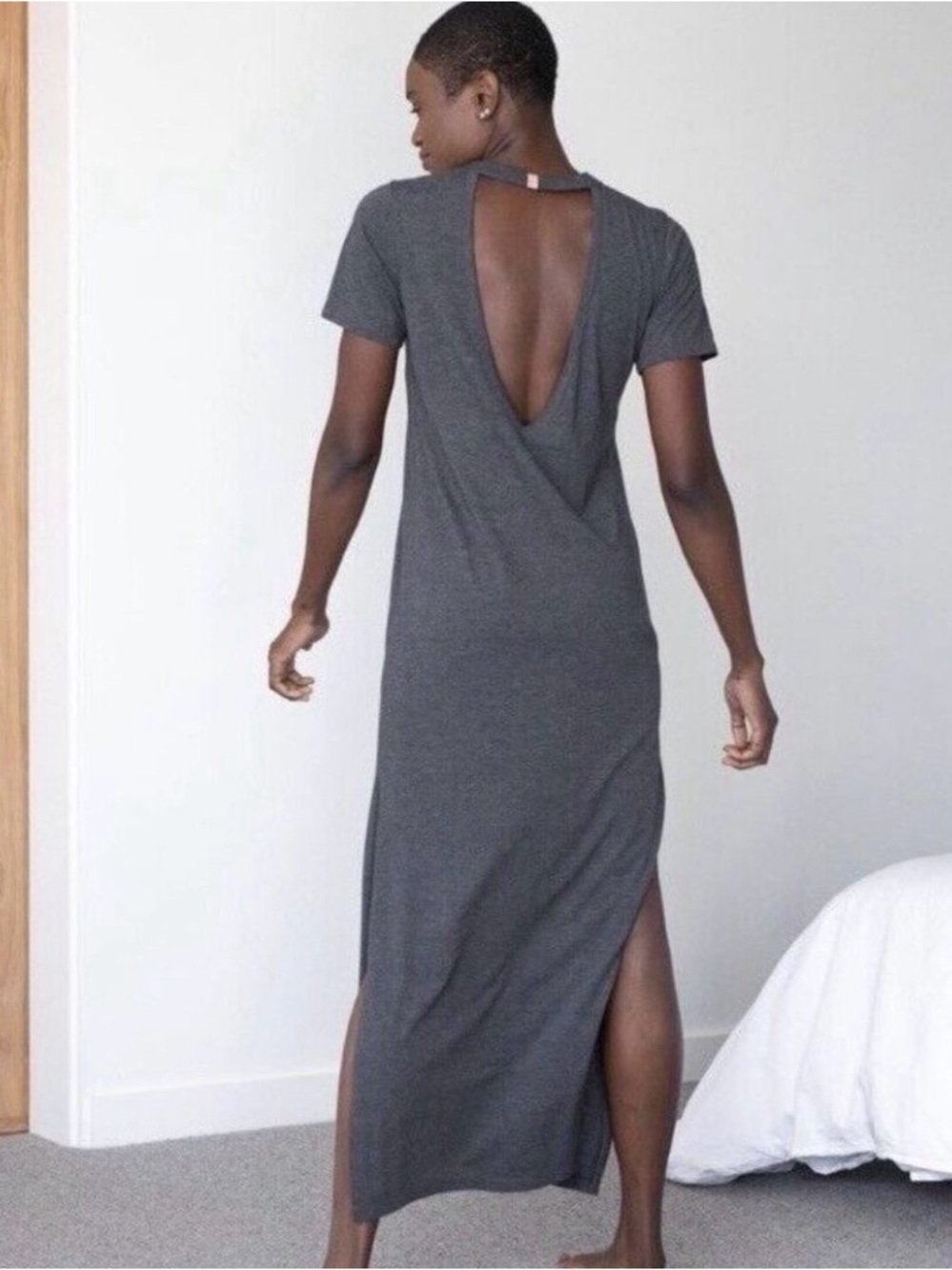 Lunya Women’s Gray Short-Sleeve Maxi Dress